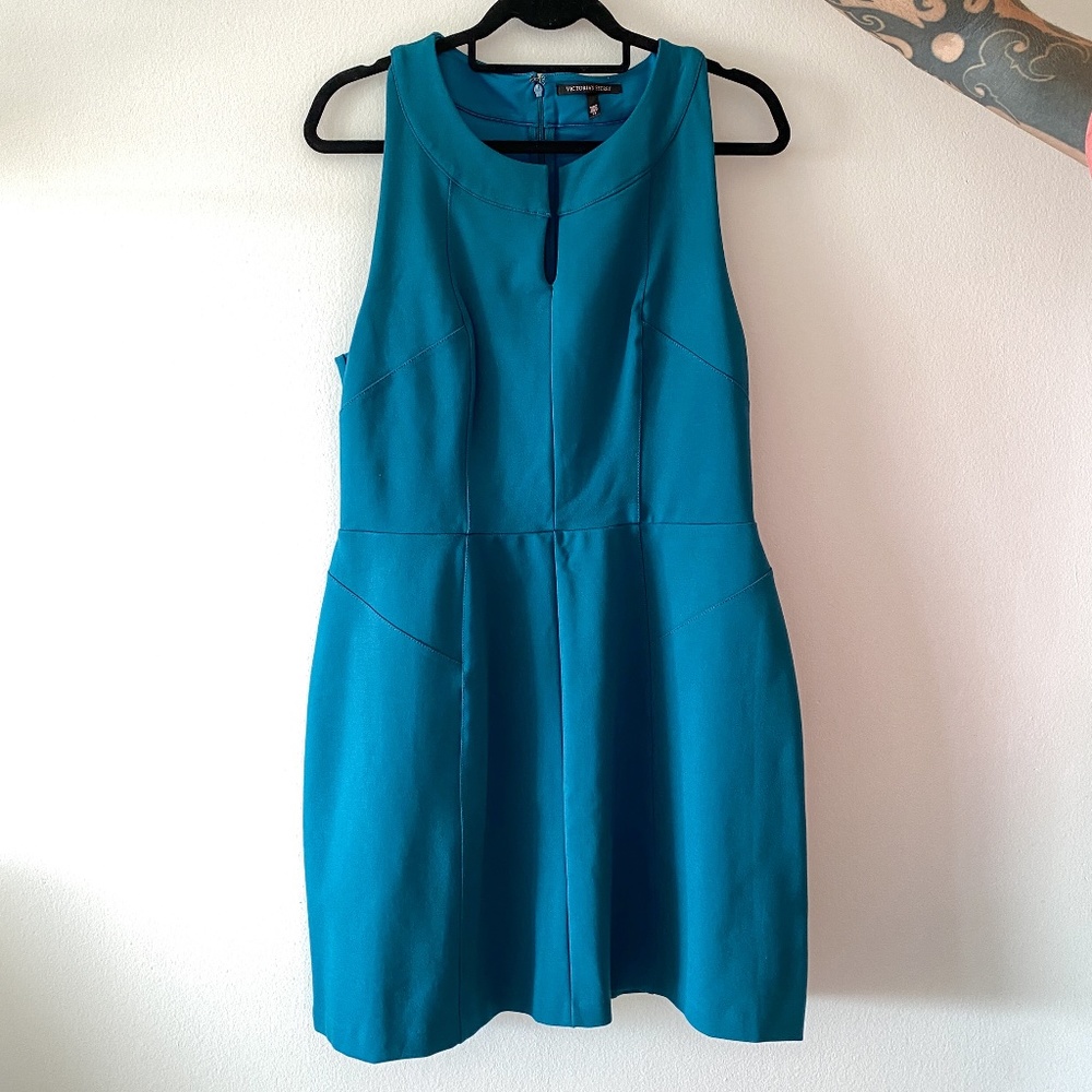 Victoria's Secret Fitted Midi Dress Teal Size 14 NWOT